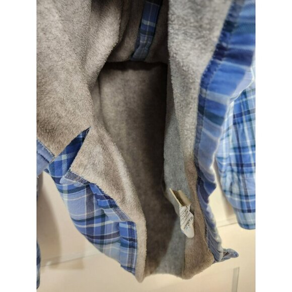LL Bean Fleece Lined Flannel Shirt Jacket Sz XL Blue Plaid Shacket 285013 - Picture 5 of 5